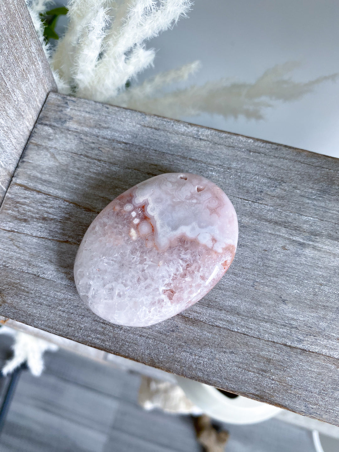 Small Pink Amethyst Palm Stone w/ Inclusions #3
