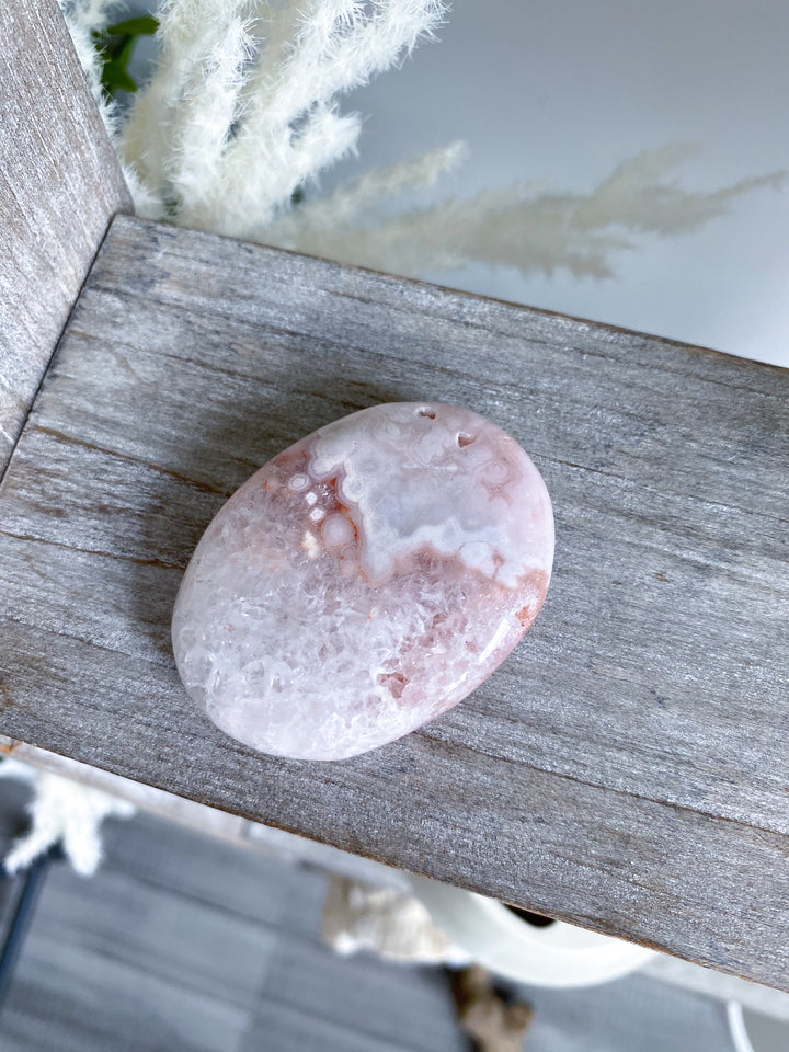 Small Pink Amethyst Palm Stone w/ Inclusions #3