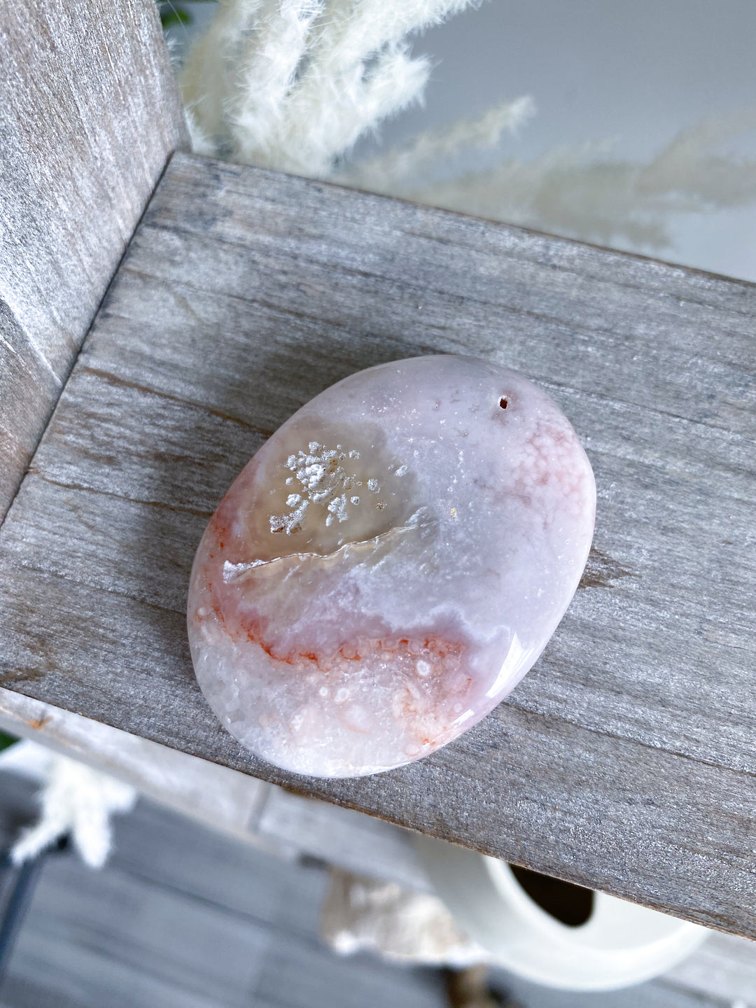 Small Pink Amethyst Palm Stone w/ Inclusions #3