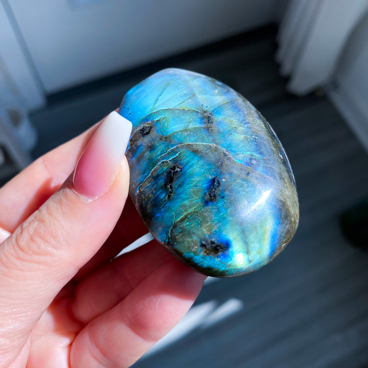 Electric Blue Labradorite Palm Stone 
