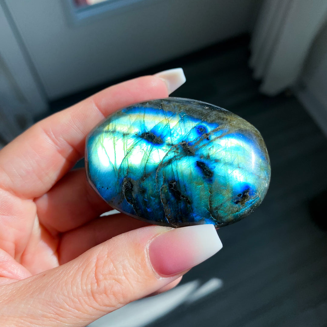 Electric Blue Labradorite Palm Stone 