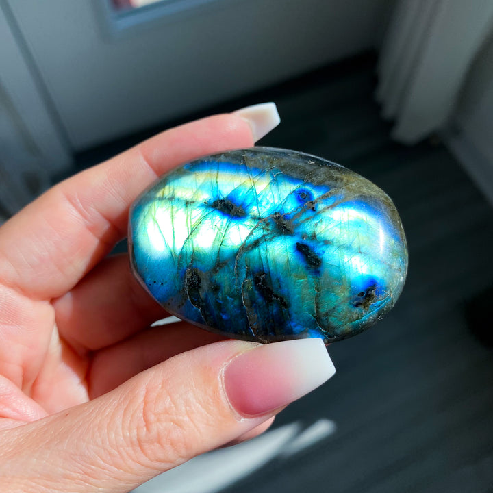 Electric Blue Labradorite Palm Stone 
