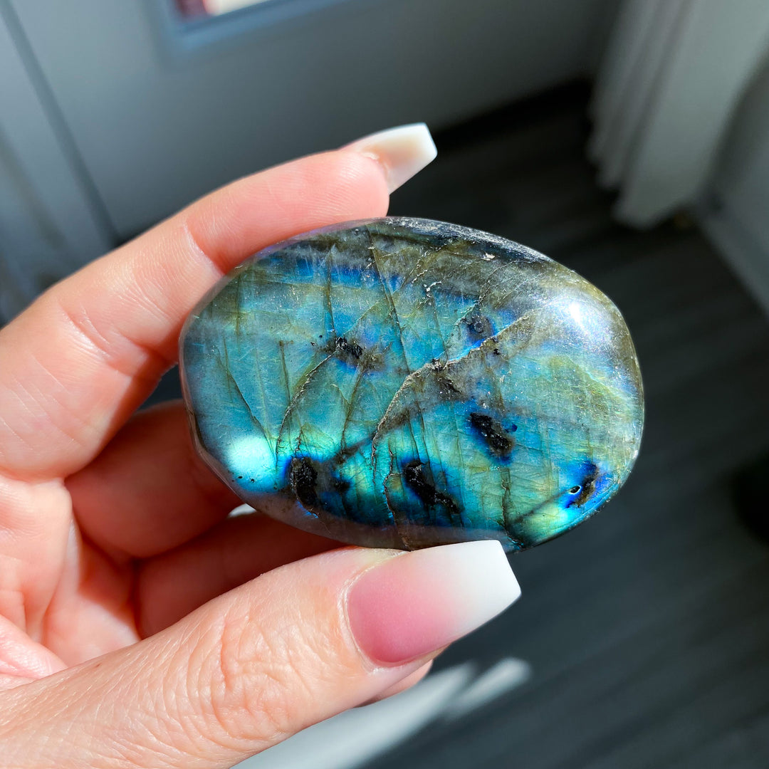 Electric Blue Labradorite Palm Stone 