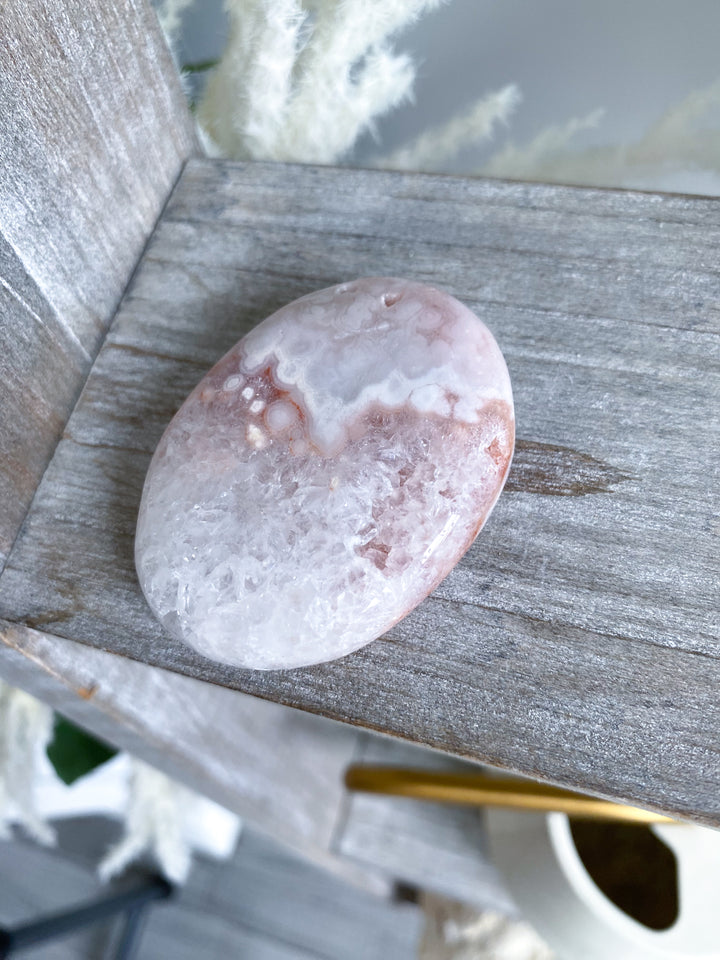 Small Pink Amethyst Palm Stone w/ Inclusions #3
