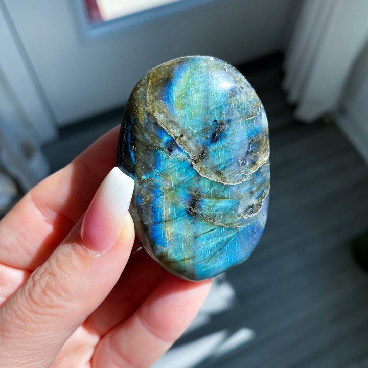 Electric Blue Labradorite Palm Stone 