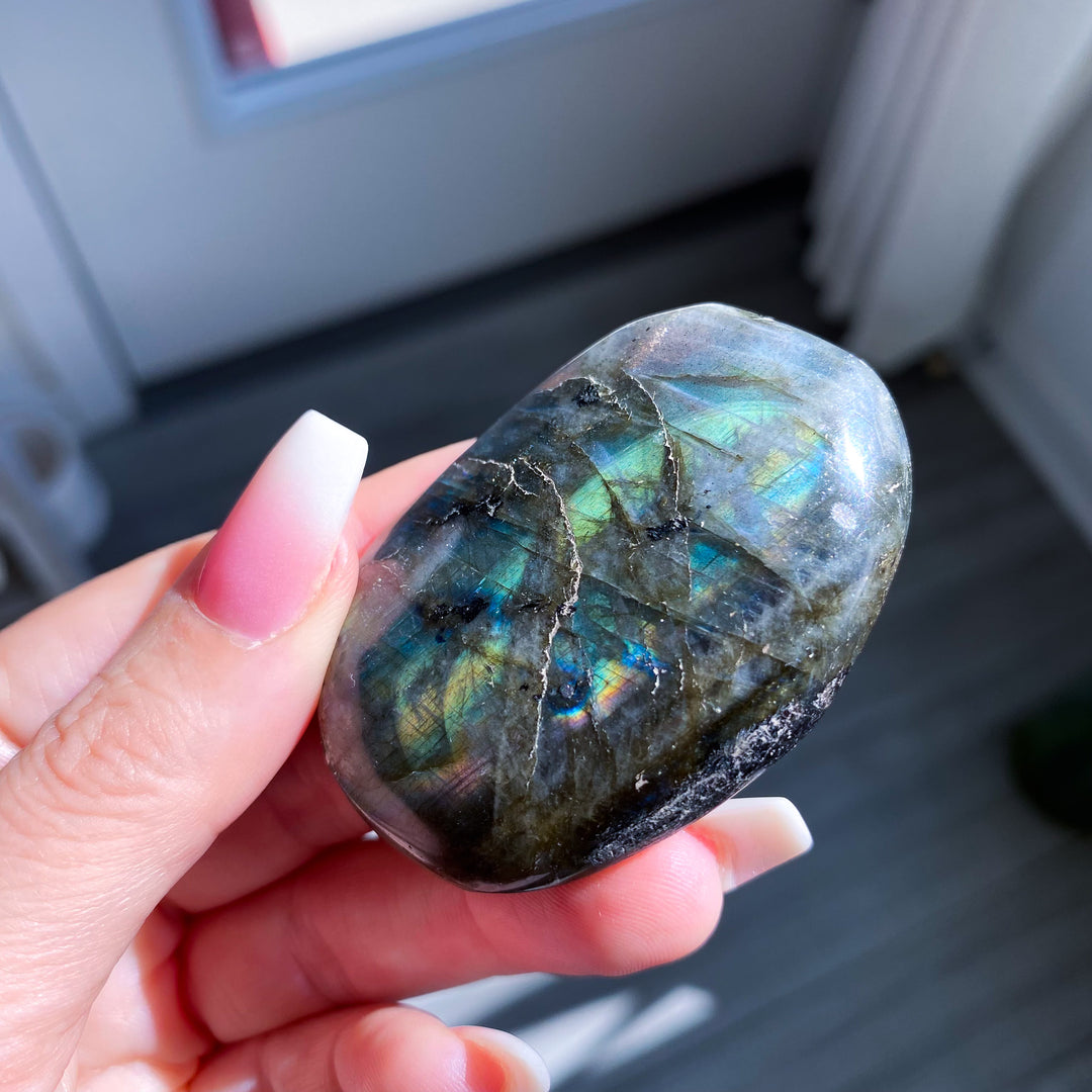 Electric Blue Labradorite Palm Stone 