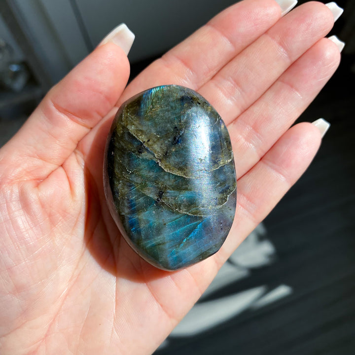Electric Blue Labradorite Palm Stone 