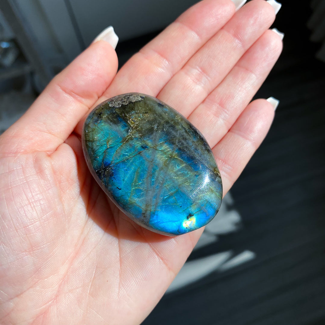 Electric Blue Labradorite Palm Stone 