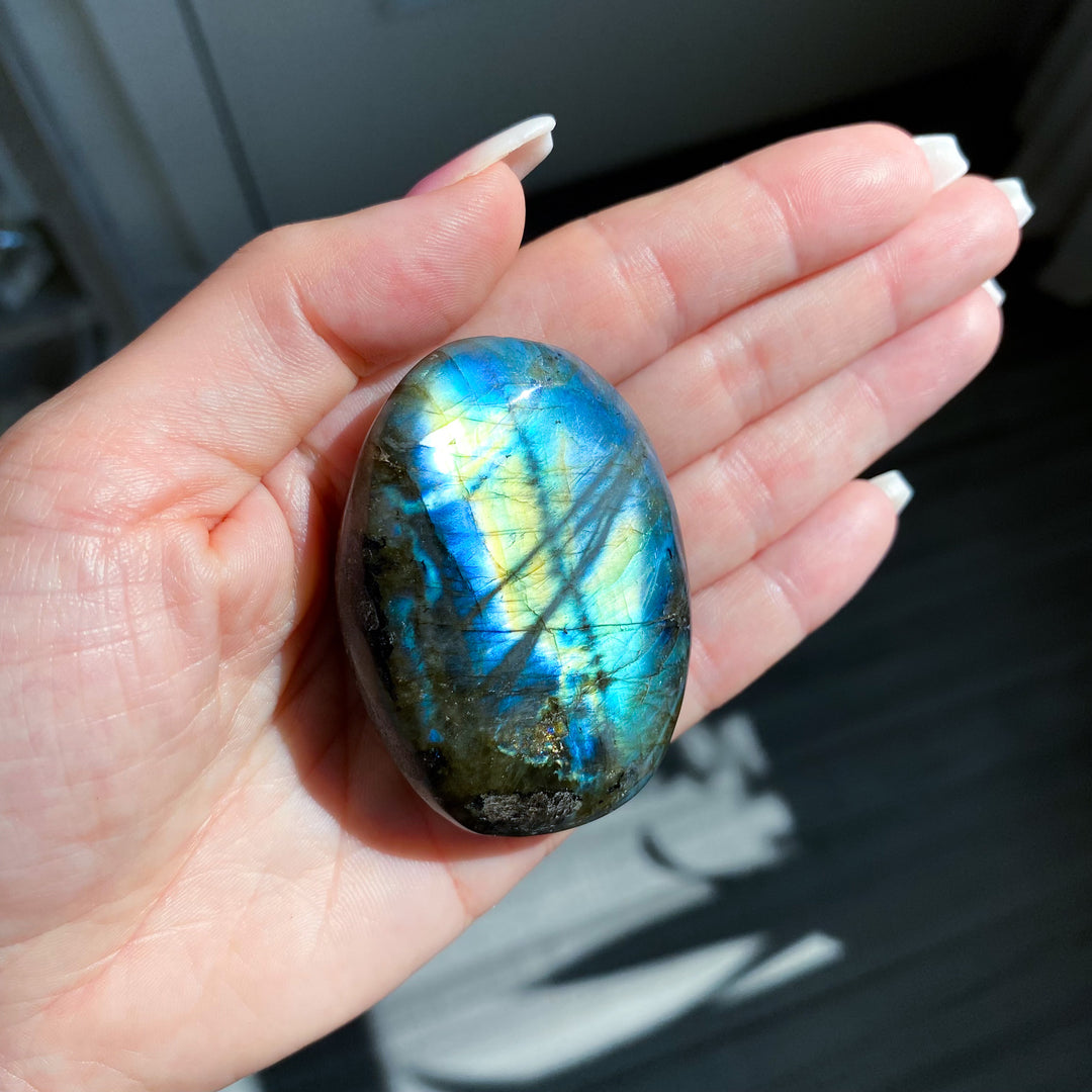 Electric Blue Labradorite Palm Stone 