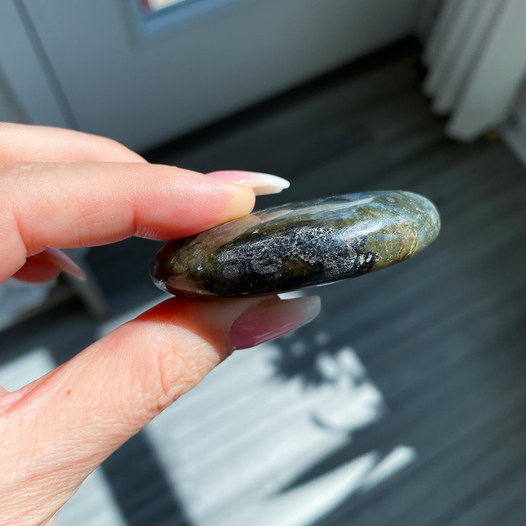 Electric Blue Labradorite Palm Stone 