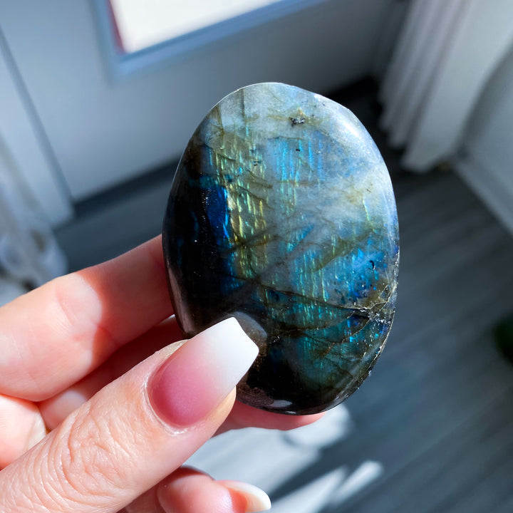 Electric Blue Labradorite Palm Stone 