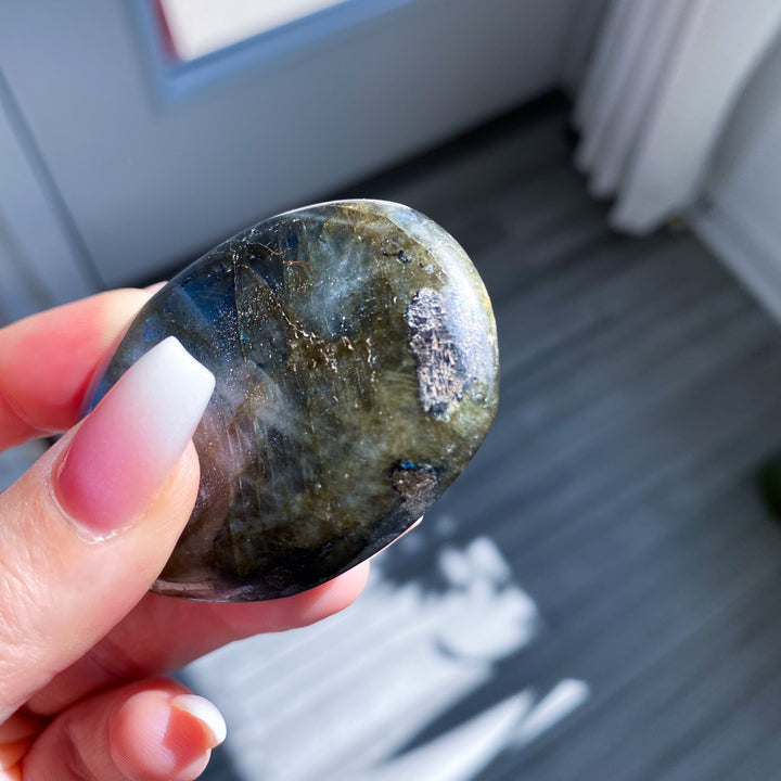 Electric Blue Labradorite Palm Stone 