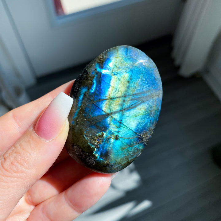 Electric Blue Labradorite Palm Stone 