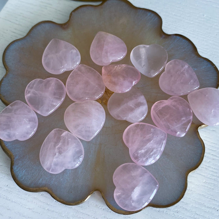 Mini Rose Quartz Heart Carving - Rosy Pink
