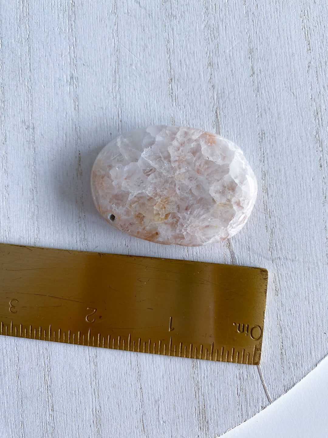 Small Peach Pink Amethyst Palm Stone w/ Inclusions #2