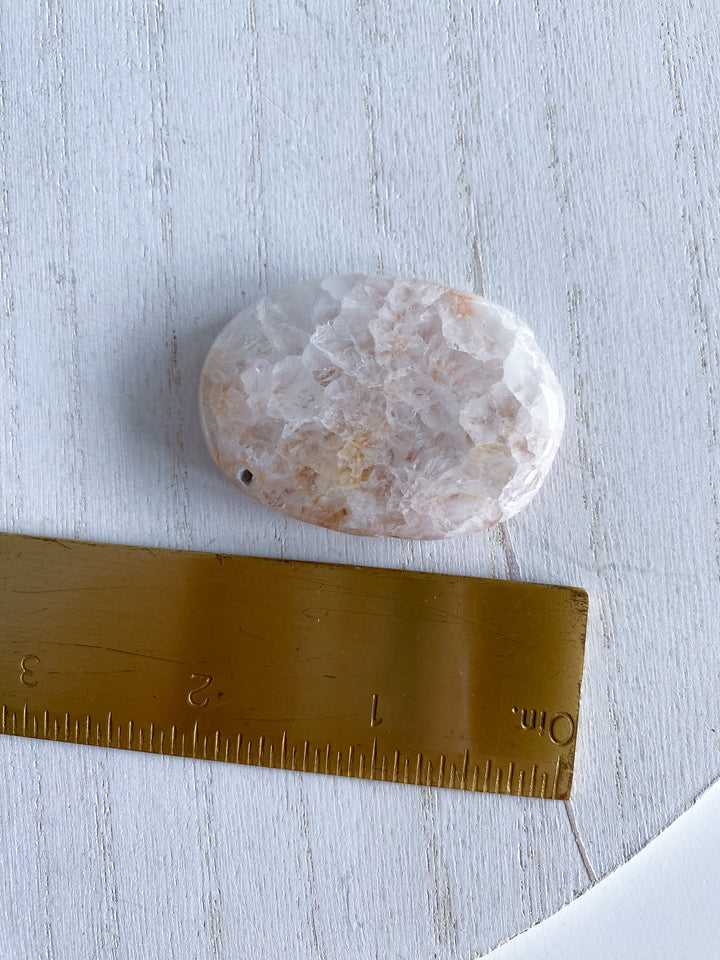 Small Peach Pink Amethyst Palm Stone w/ Inclusions #2
