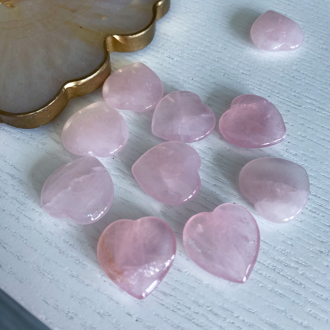 Mini Rose Quartz Heart Carving - Rosy Pink