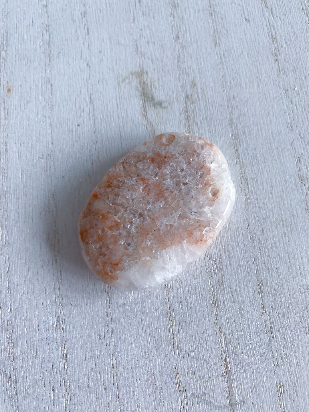 Small Peach Pink Amethyst Palm Stone w/ Inclusions #2