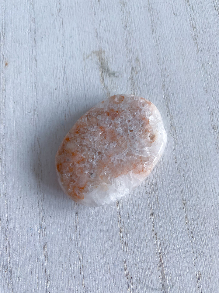 Small Peach Pink Amethyst Palm Stone w/ Inclusions #2