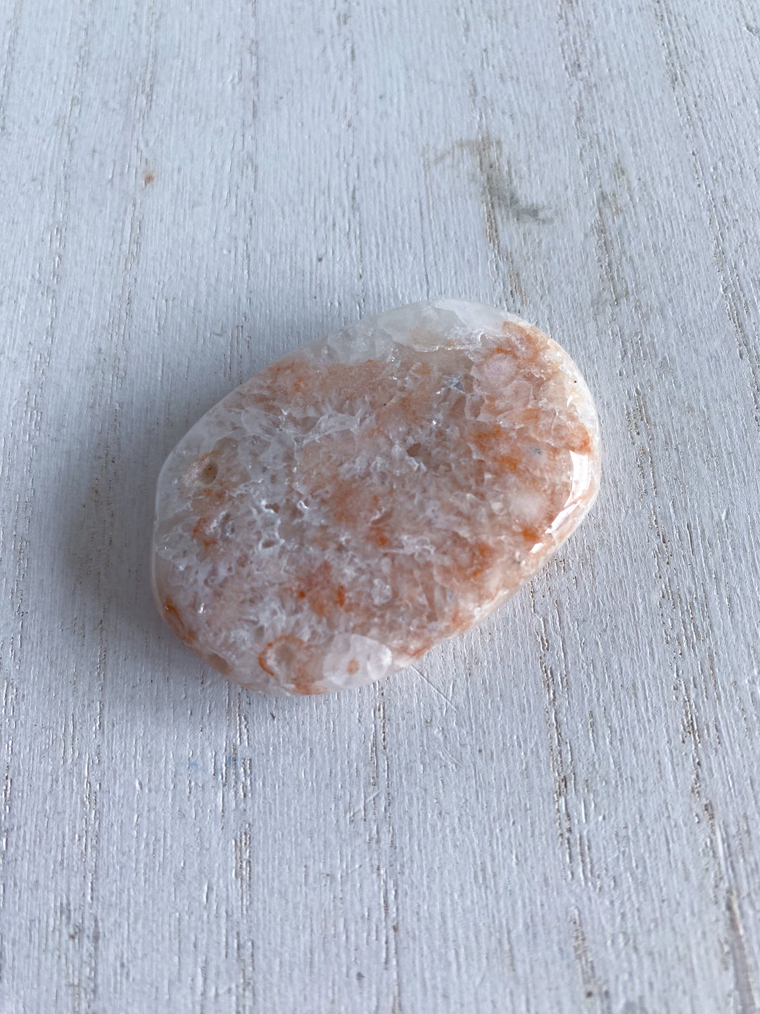 Small Peach Pink Amethyst Palm Stone w/ Inclusions #2