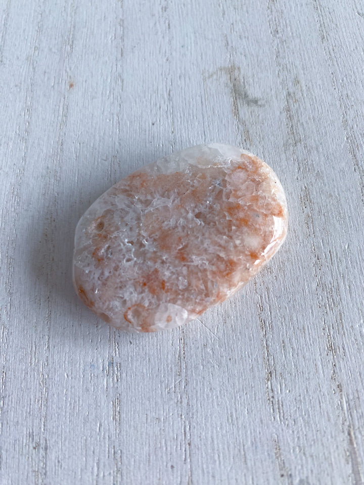 Small Peach Pink Amethyst Palm Stone w/ Inclusions #2