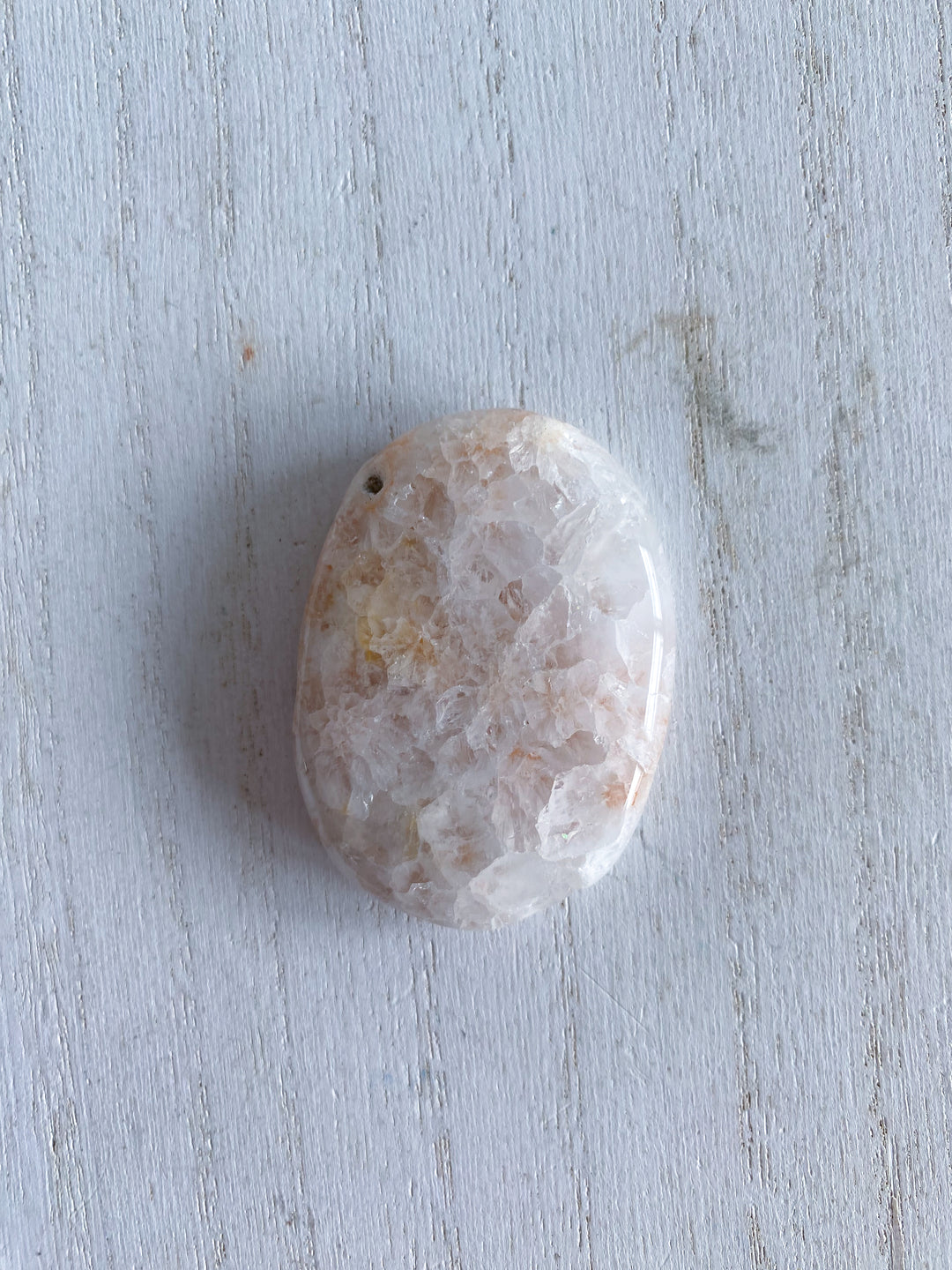 Small Peach Pink Amethyst Palm Stone w/ Inclusions #2