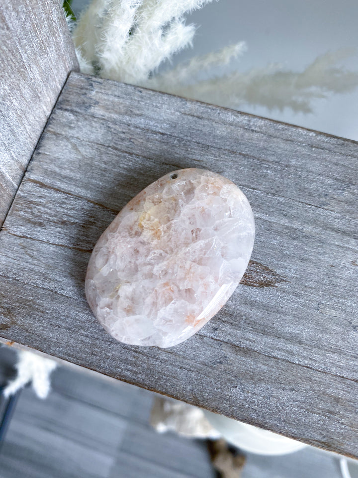 Small Peach Pink Amethyst Palm Stone w/ Inclusions #2