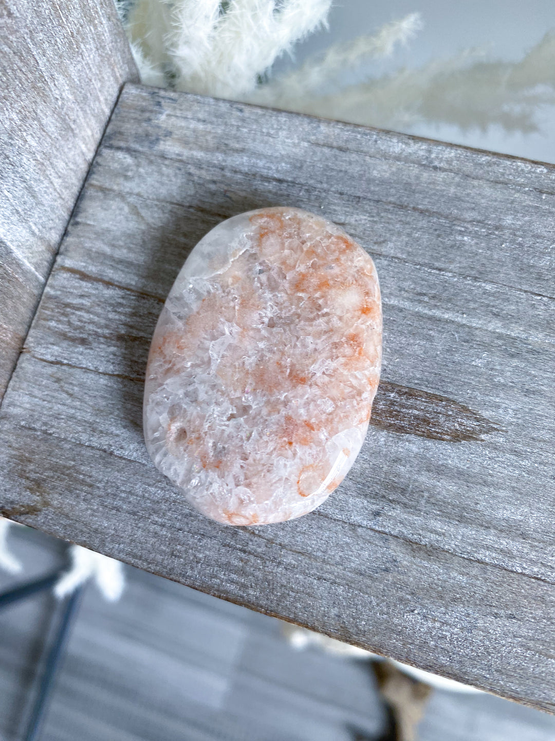 Small Peach Pink Amethyst Palm Stone w/ Inclusions #2
