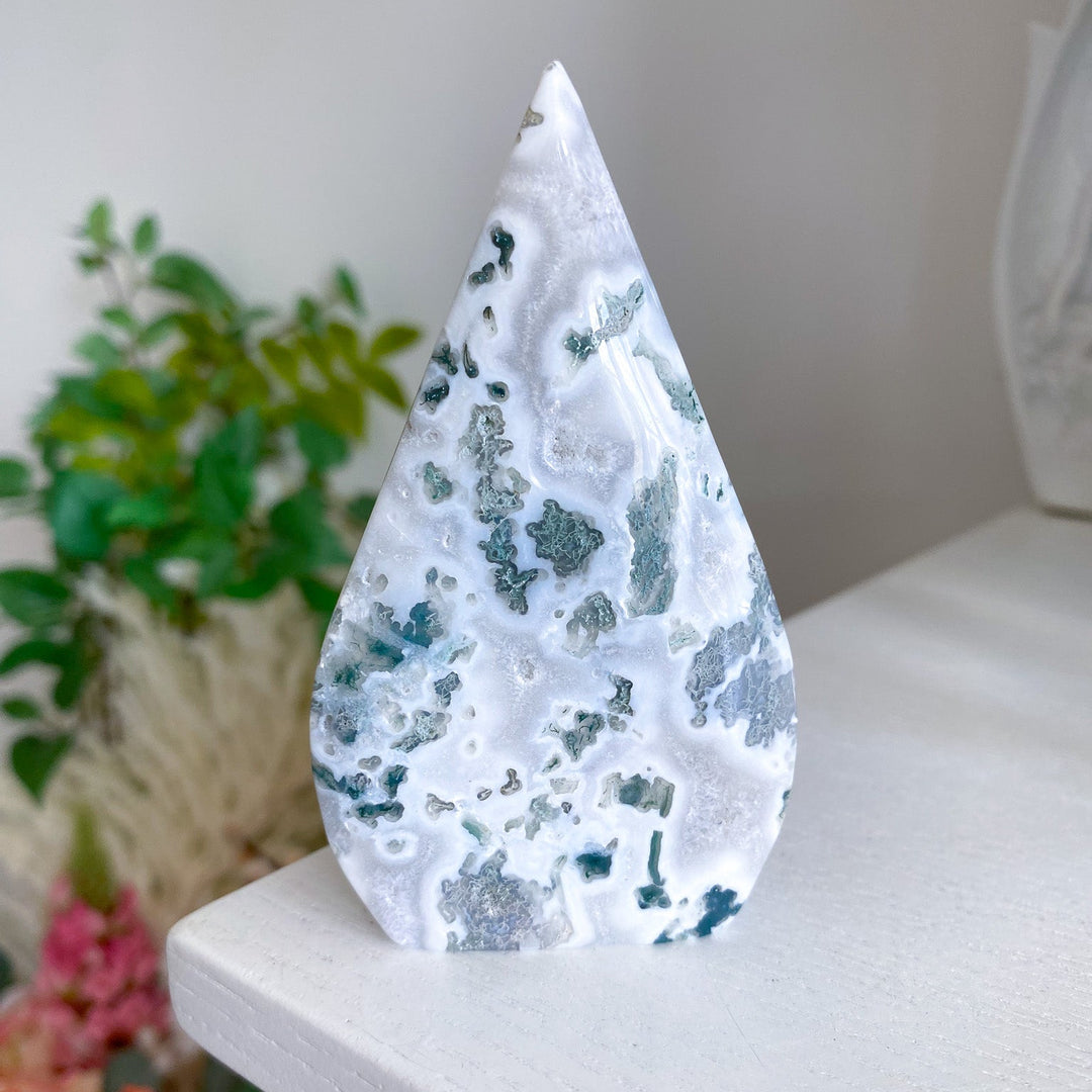 Moss Agate in Quartz Flame 