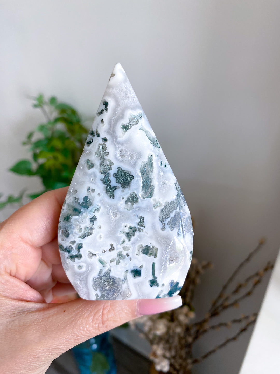 Moss Agate in Quartz Flame 