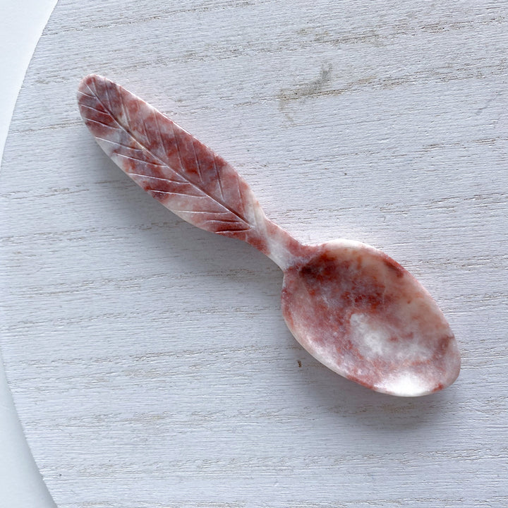 Pink Oynx Feather Spoon