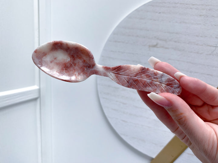Pink Oynx Feather Spoon