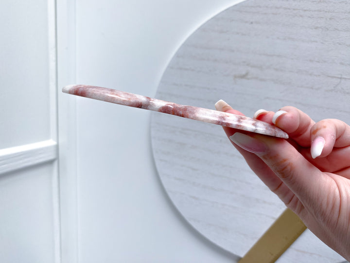 Pink Oynx Feather Spoon