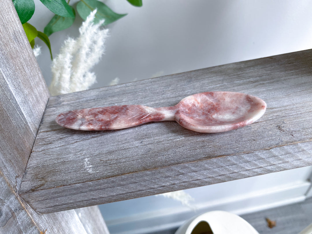 Pink Oynx Feather Spoon