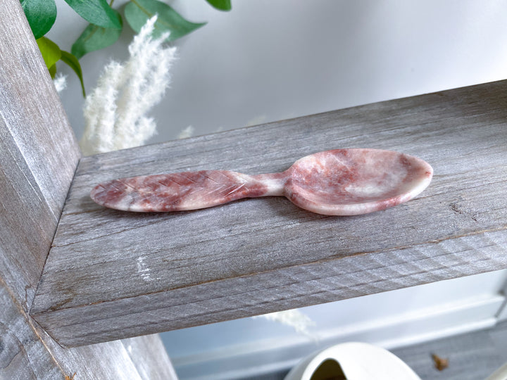 Pink Oynx Feather Spoon