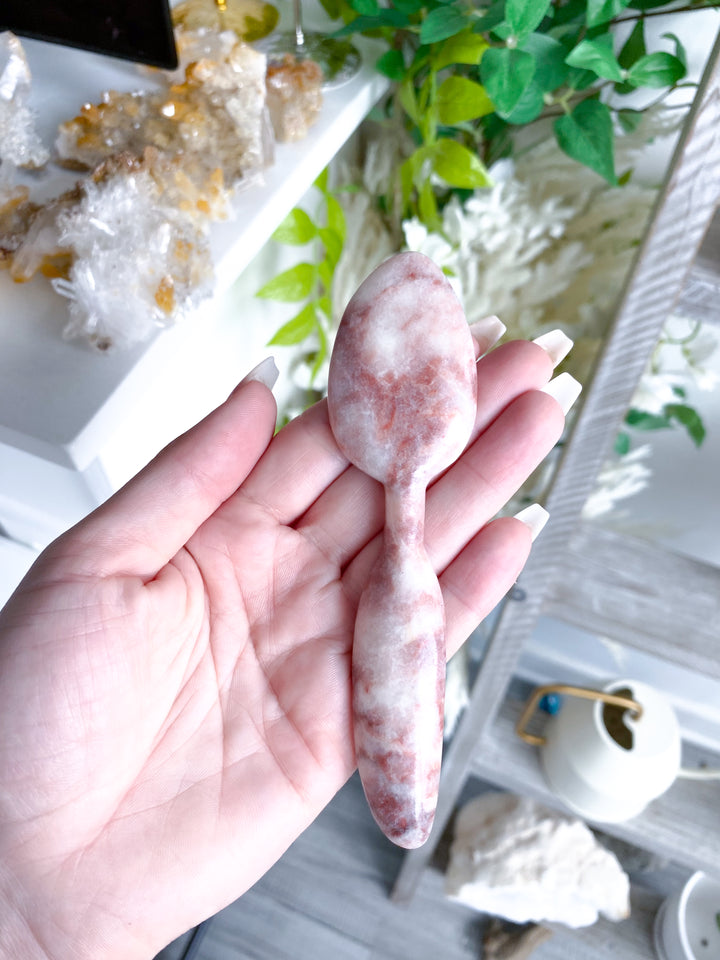Pink Oynx Feather Spoon