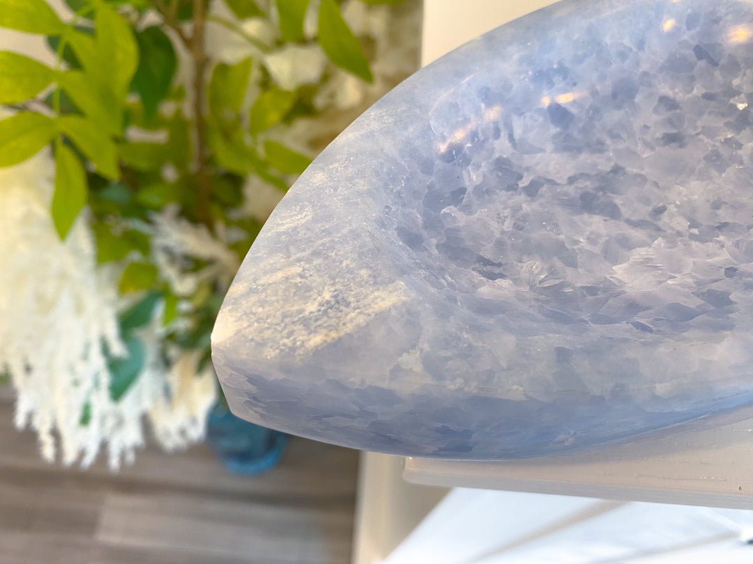 7" Blue Calcite Leaf Bowl - Get Exact Piece