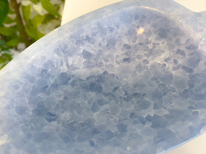 7" Blue Calcite Leaf Bowl - Get Exact Piece