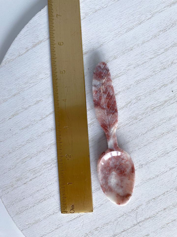 Pink Oynx Feather Spoon