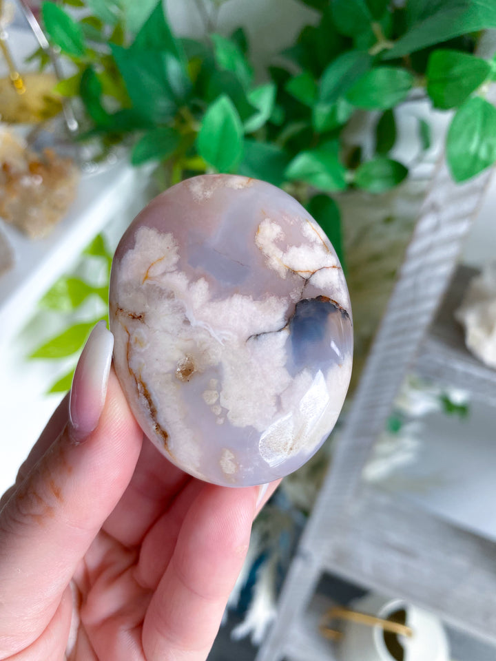 Drusy Flower Agate Palm Stone #3