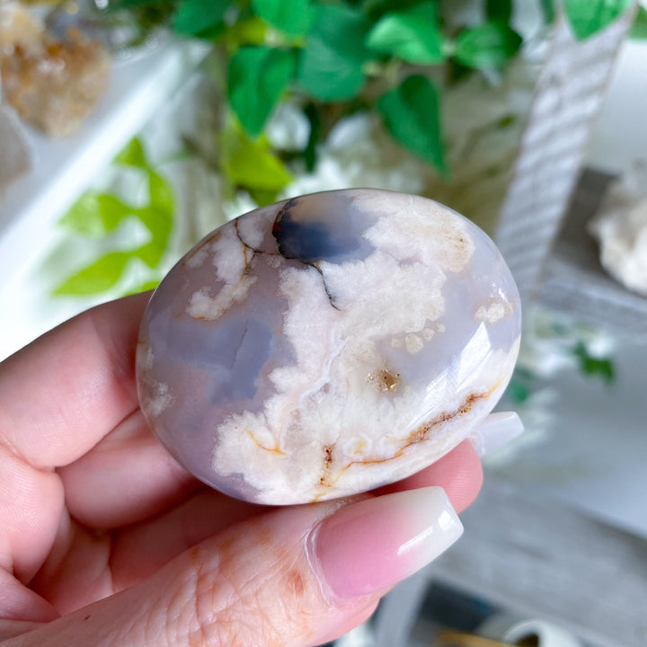 Drusy Flower Agate Palm Stone #3