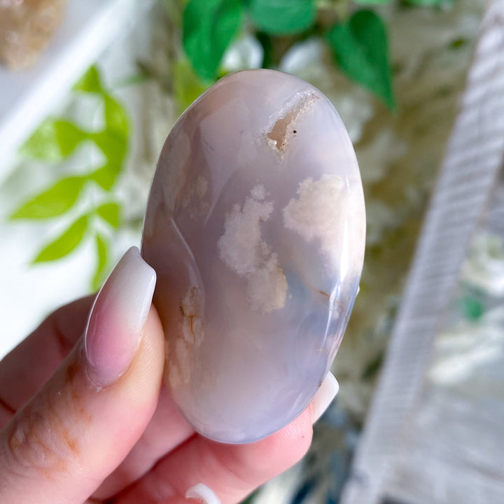 Drusy Flower Agate Palm Stone #3