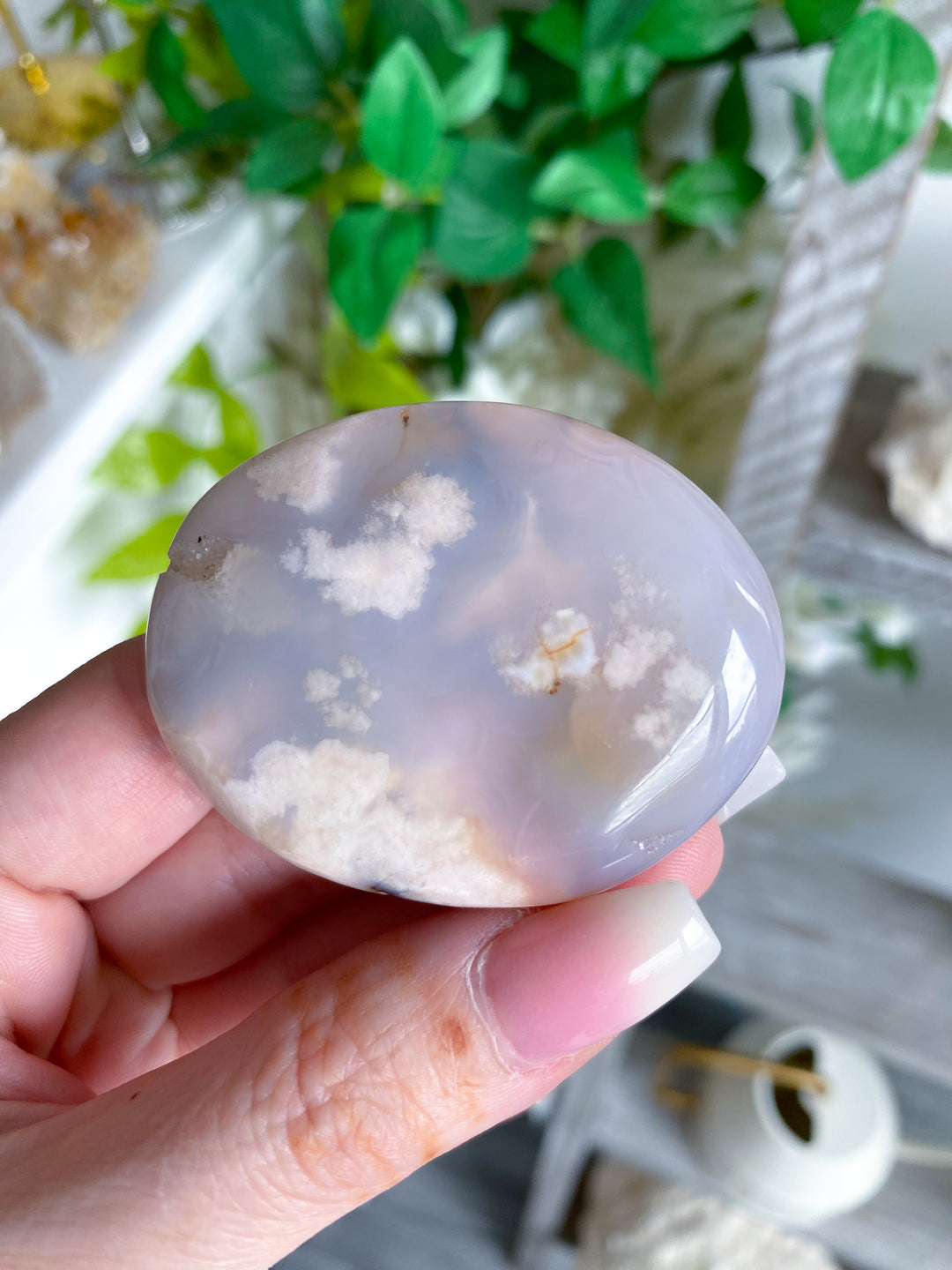 Drusy Flower Agate Palm Stone #3
