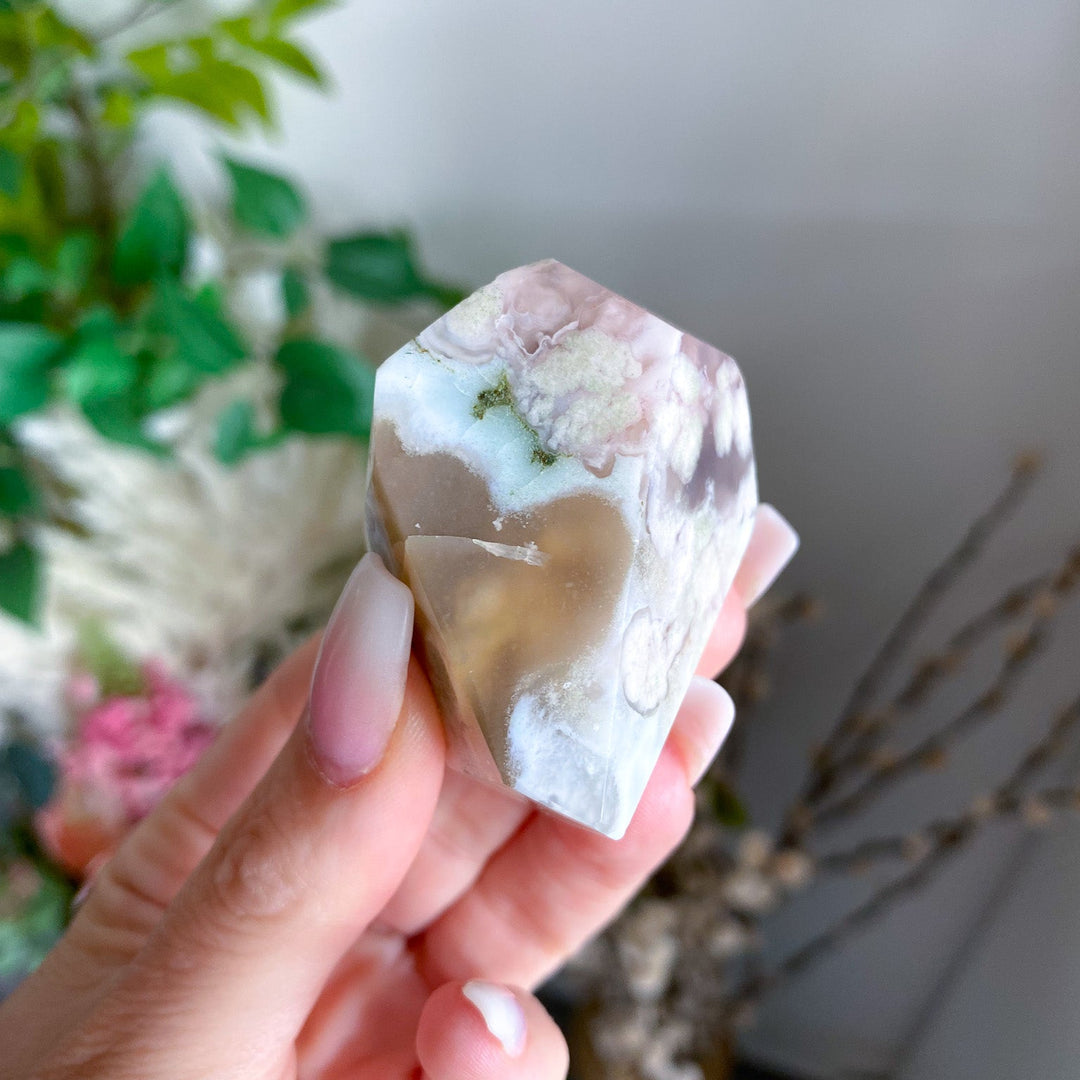 Green Flower Agate Freeform 