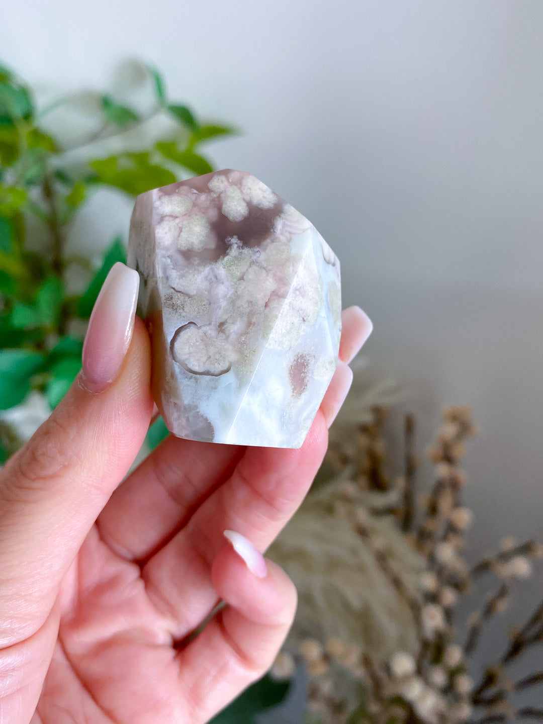 Green Flower Agate Freeform 