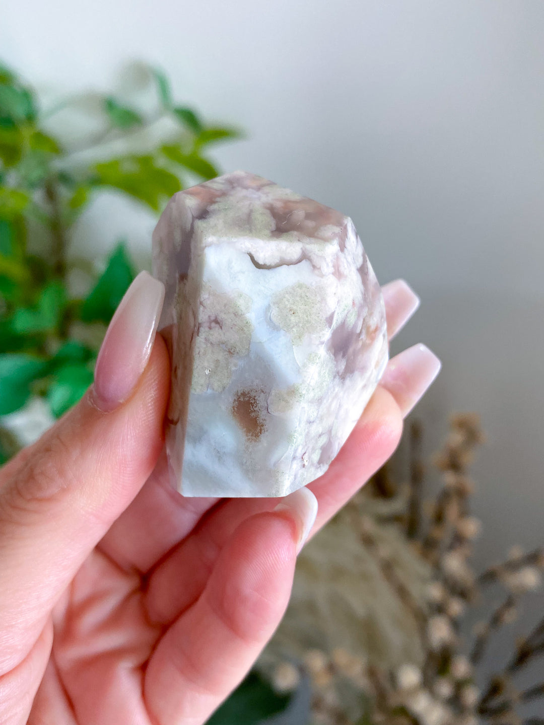 Green Flower Agate Freeform 