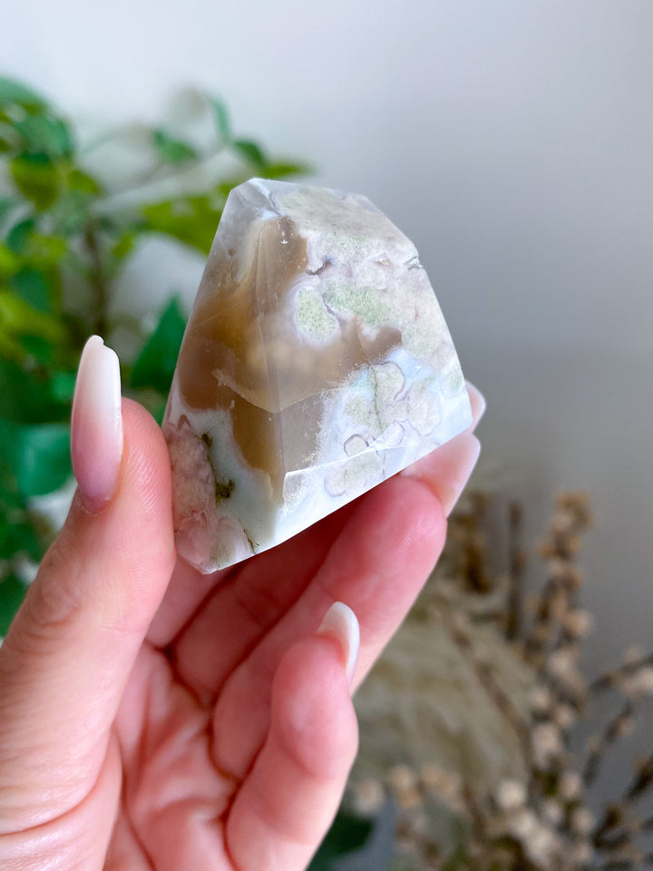 Green Flower Agate Freeform 