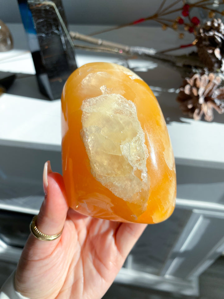Large Orange Calcite Polished Freeform #2 - Energy