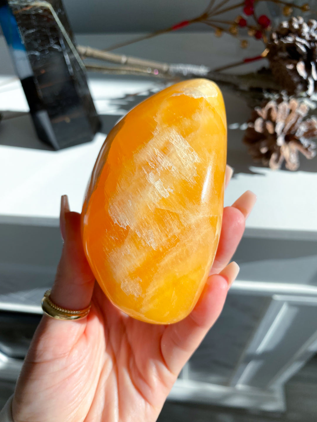 Large Orange Calcite Polished Freeform #2 - Energy