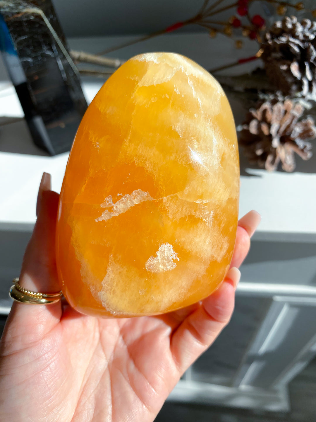 Large Orange Calcite Polished Freeform #2 - Energy